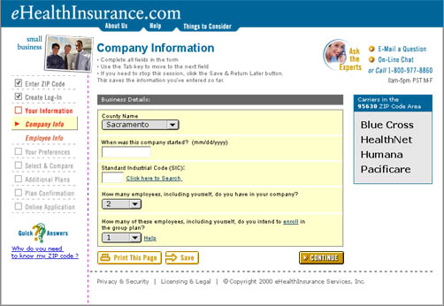 eHI Screen Shot - input page